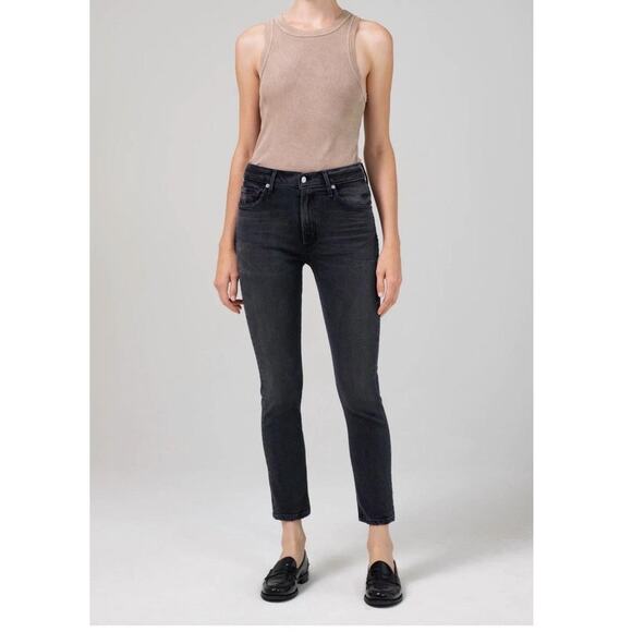Citizens of Humanity Jeans Women's 28 Black Ella Slim Crop Mid Rise - Picture 1 of 9